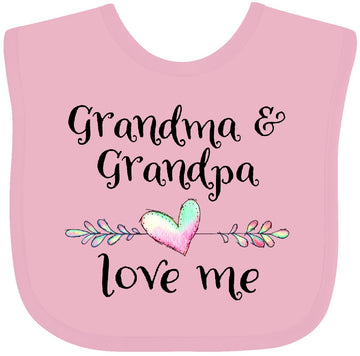 Inktastic Grandma And Grandpa Love Me- Heart Grandchild Baby Bib Pink 375F2