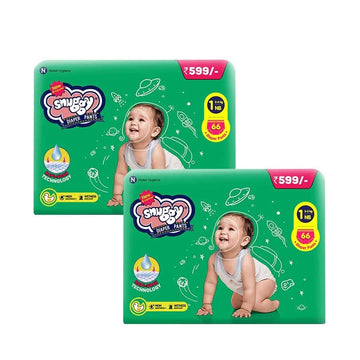 Snuggy Diaper Pant  Newborn 132S Pack, 25 Kgs, Rapid Absorption, Anti  Bacterial
