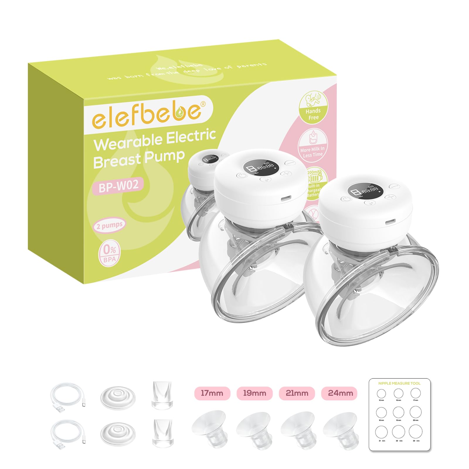 Double Electric Breast Pump - Light, Painless, Portable Hands Free Breast Pump, 2 Modes & 9 Levels, Various Charging Methods Wea