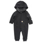 Carhartt Boys Long-Sleeve Zip-Front Hooded Coverall, Caviar Black Heather, 12 Months