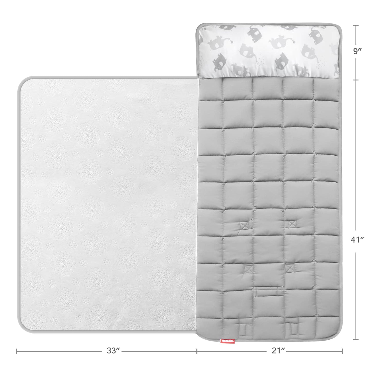 Moonsea Nap Mat For Toddlers Elephant With Removable Pillow And Fleece Minky Blanket, Lightweight Perfect For Kids Preschool, Da