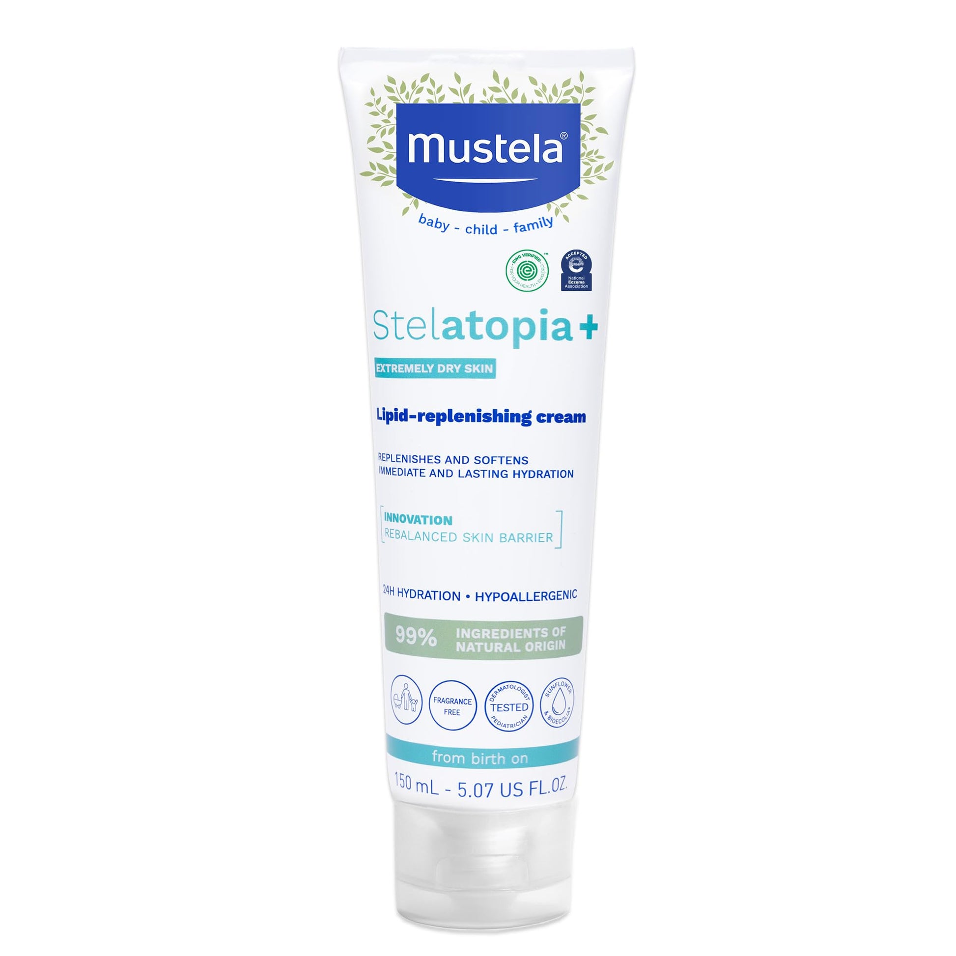 Mustela Stelatopia+ - Lipid-Replenishing Cream - Moisturizer for Eczema-Prone Skin - With Natural Sunflower Oil and Prebiotic - 