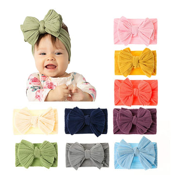 Jiahang Baby Big Hair Bow Head Wrap, Turban Knotted Knitted Headbands, Soft Silk Stretchy Hair Bands 9Pcs For Newborn Infant Tod
