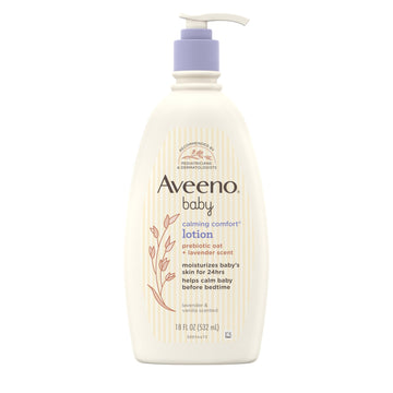 Aveeno Baby Calming Comfort Moisturizing Lotion With Relaxing Lavender & Vanilla Scents, Non-Greasy Body Lotion With Natural Oat