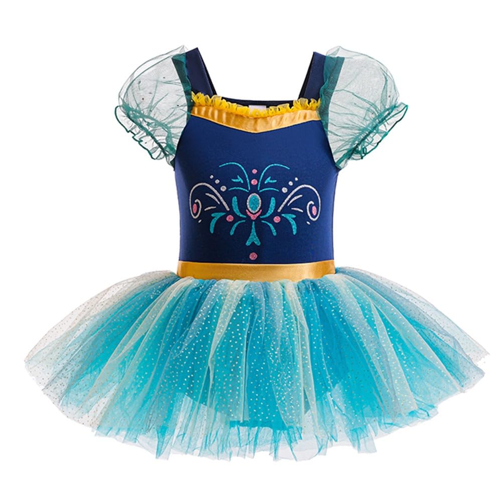 DYMCII Baby Girls Anna Princess Ballet Dress Short Sleeve Leotards Skirted Tutu Halloween Birthday Xmas Party Costume 3T
