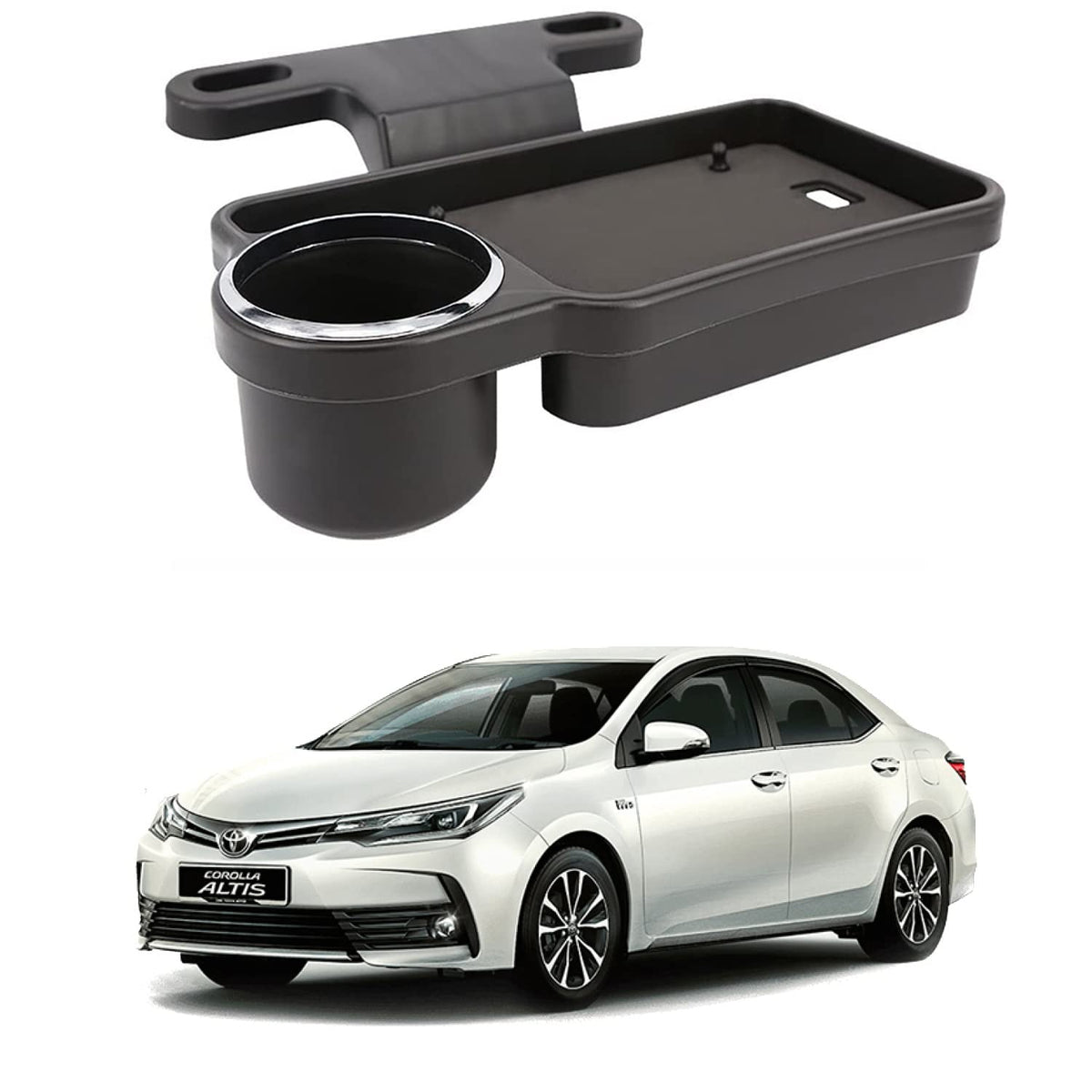 Oshotto (FT04) Foldable Car Auto Headrest Rear Back Seat Table Drink Food Cup Tray Holder Compatible with Toyota Corolla Altis 