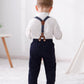 Disaur Boys Wedding Guest Outfit Long Sleeve White Leaf Dress Shirt Bow Tie Suspender Black Pants Back To School Gentleman Cloth