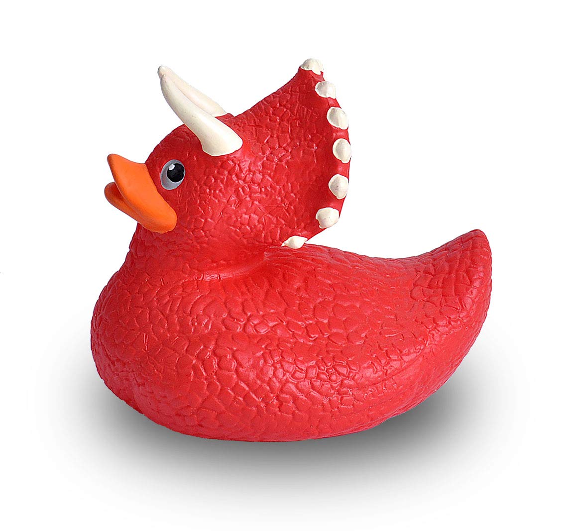 Wild Republic Rubber Ducks, Bath Toys, Kids Gifts, Pool Toys, Water Toys, Triceratops, 4