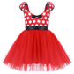 Ibtom Castle Toddler Little Girl Tutu Skirt Bows Ear Headband Polka Dot First Birthday Halloween Costume Princess Outfits X# Red