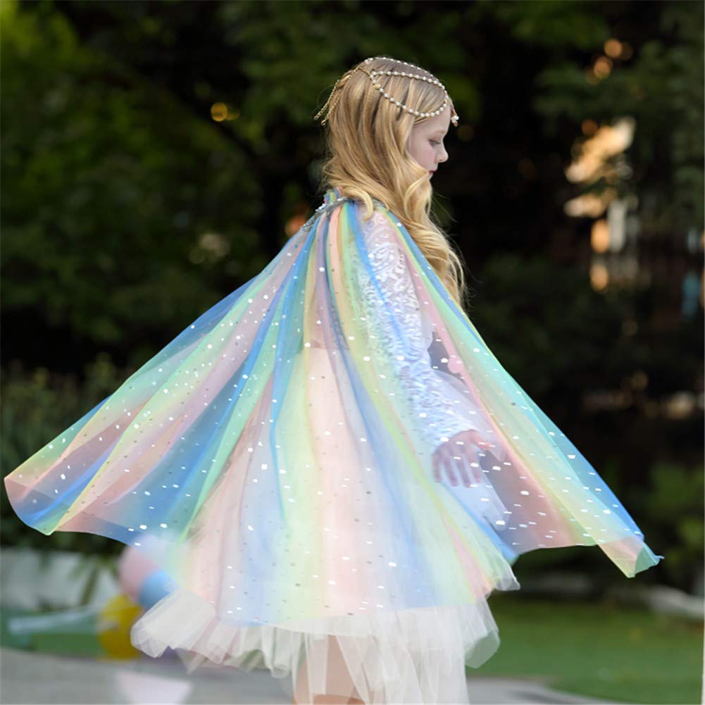 Fkkfyy Girl Cape Cloak Dresses Coat Matching Princess Wedding Birthday Party Halloween Star Sequins Summer Cape Cloaks Costumes