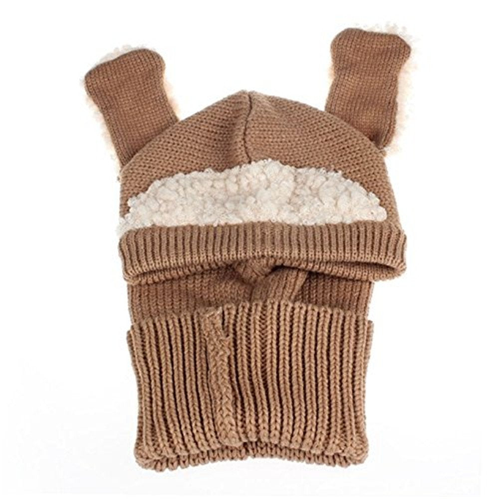 Baby Girls Boys Winter Hat Scarf Earflap Hood Scarves Caps (Brown)