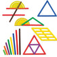 LEARNING ADVANTAGE GeoStix Basic Set - 80 Construction Sticks - 24 Activity Cards - 2 Protractors - Build 2D Shapes and Measure