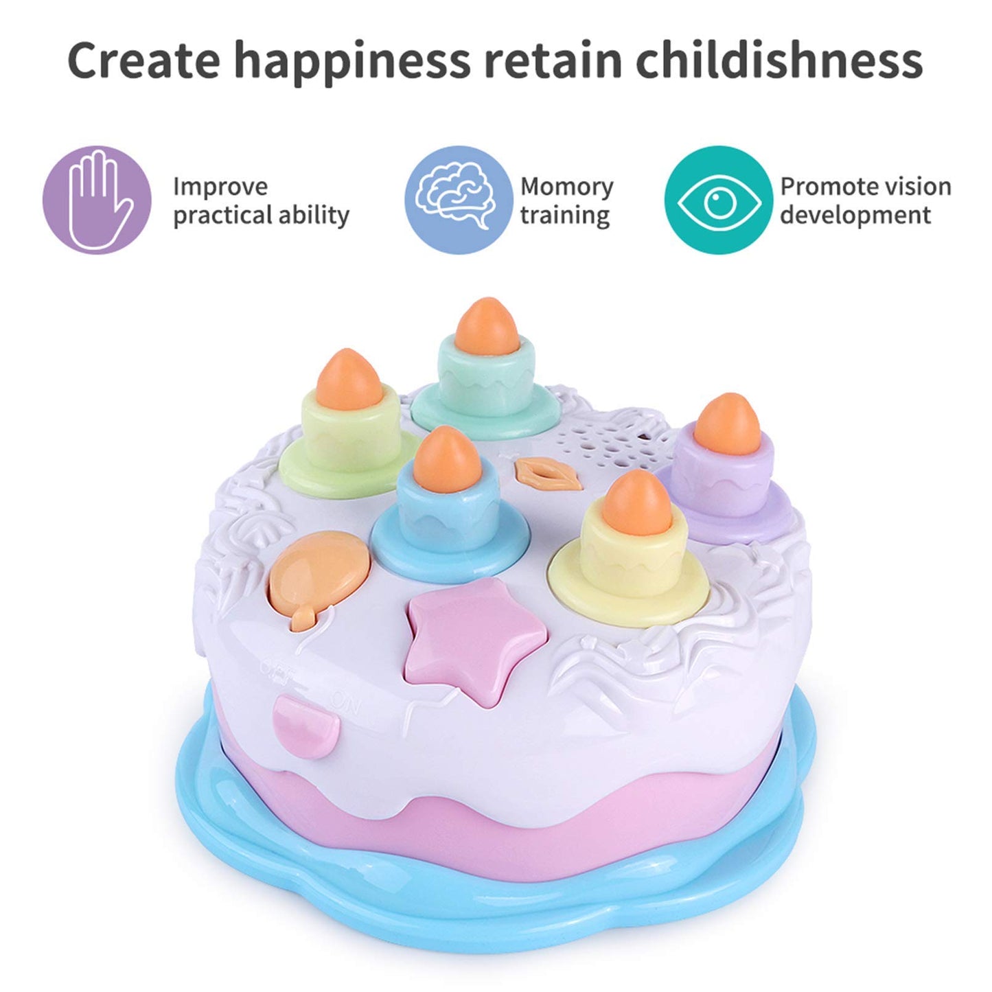 OKREVIEW First Birthday Cake Toy - Singing Music Cake Toys with Counting and Blow Candles Toys for 18 Months+ Old Boys Girls Bir