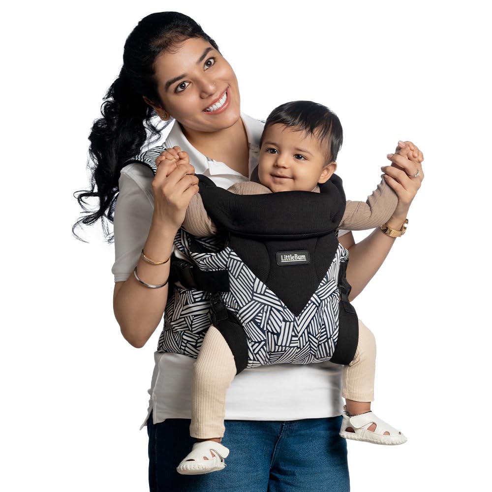 Littlebum Monochrome Shoulder Baby Carrier | Ergonomic, Adjustable & Durable, Lightweight, Breathable, Adjustable And Perfect Id
