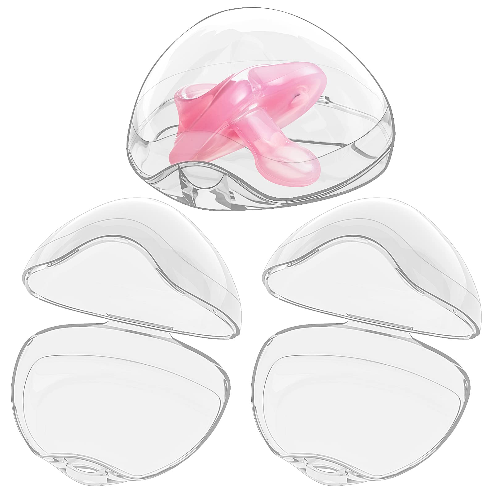 Smlpuame Pacifier Case,3 Pack Bpa Free Pacifier Holder Case,Transparent Container Box For Baby Binky(Not Included,Essential Paci