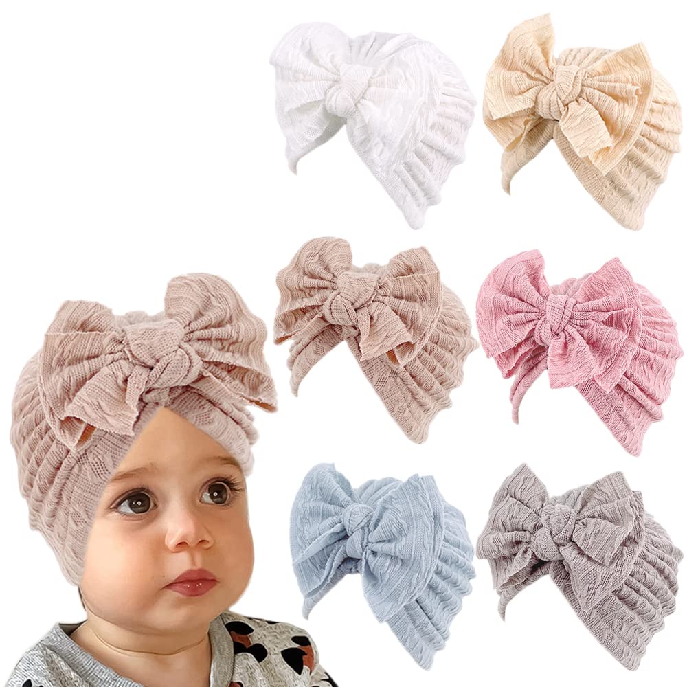 Xyx Baby Girl Toddlers Breathable Cotton Hat Newborn Knotted Hat Cute Donut Soft Turban Bow Knot Cap (Multicolored-15)