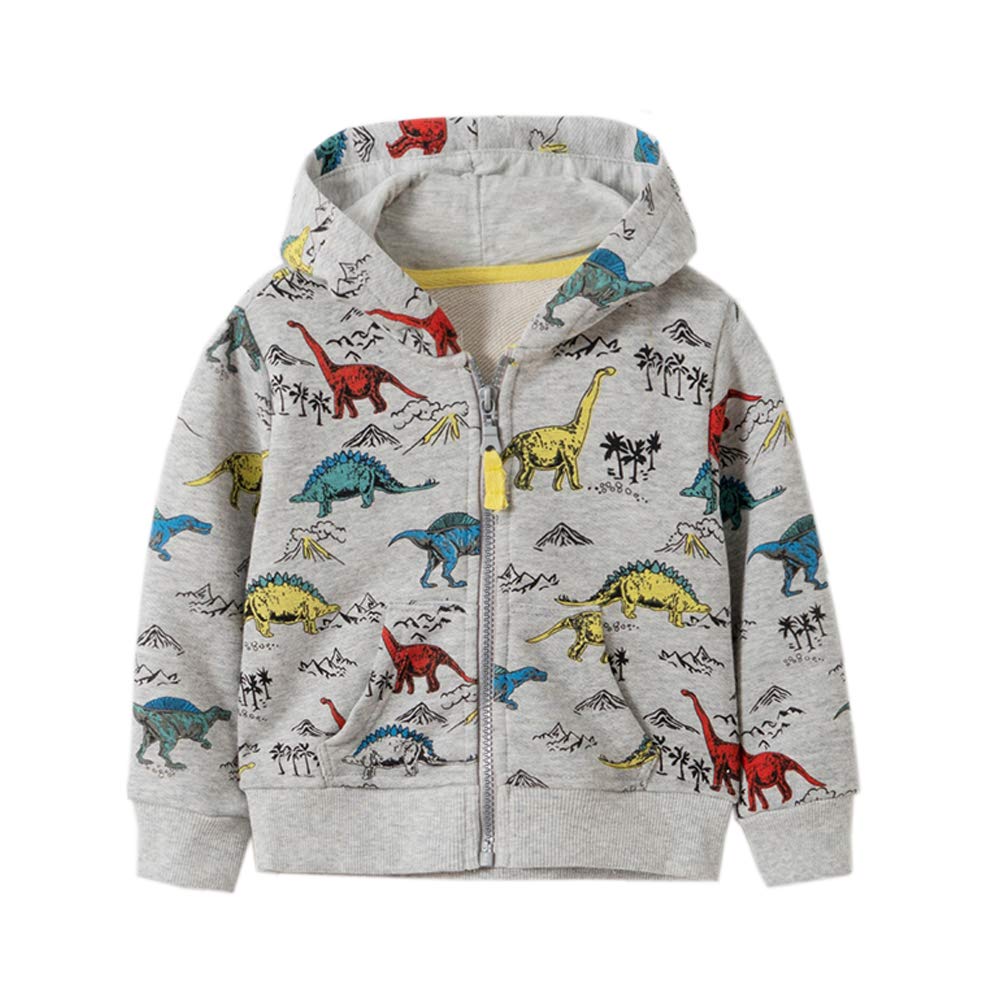 Leexiang Toddler Boys Full Zip Dinosaur Hoodies Comfortable Sweatshirt (Dinosaur, 4-5T)