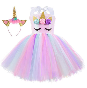 Zerostage Sequin Unicorn Costume For Girls Birthday Decorations Halloween Christmas Gifts Party Outfit Fairy Princess Tutu Dress