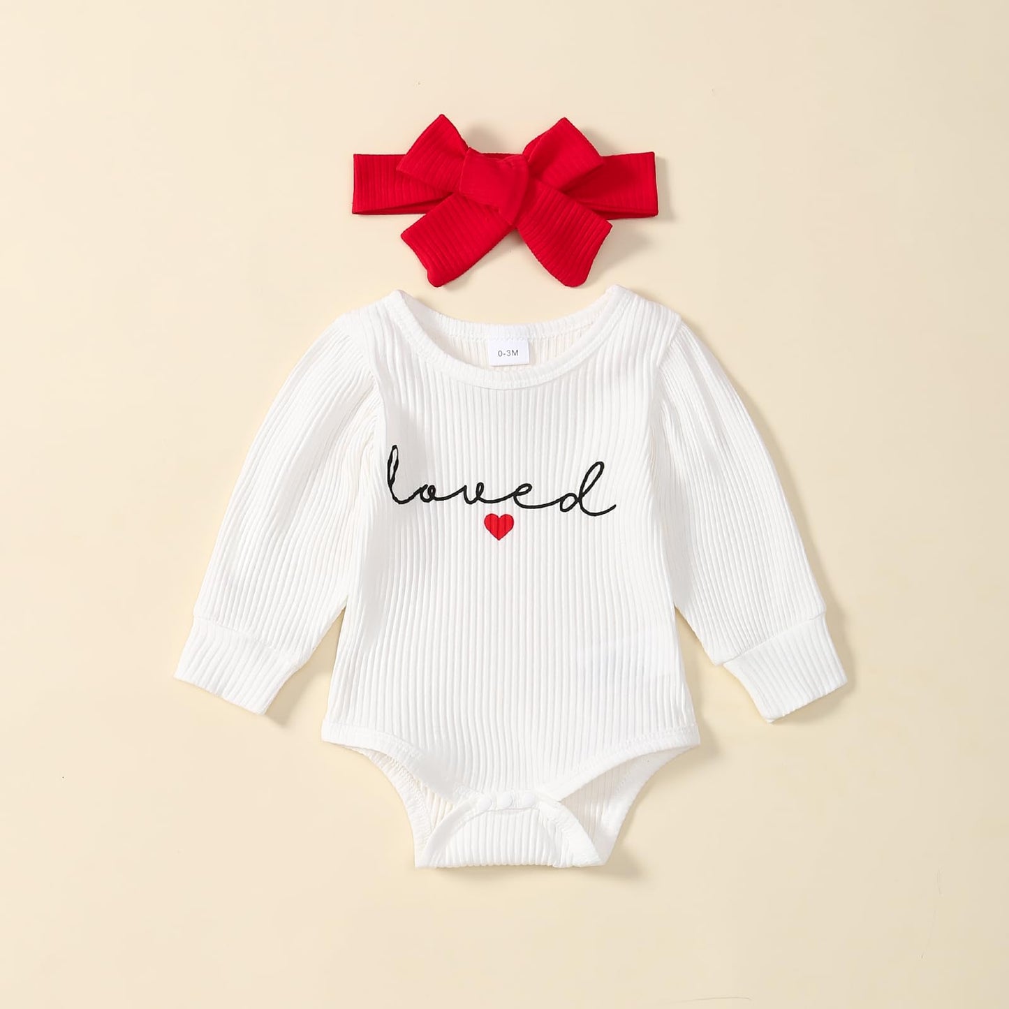 Adxsun Baby Girl Valentine'S Day Outfits Heart Print Romper+Flared Pants+Headband Infant Clothes 0-18 Months