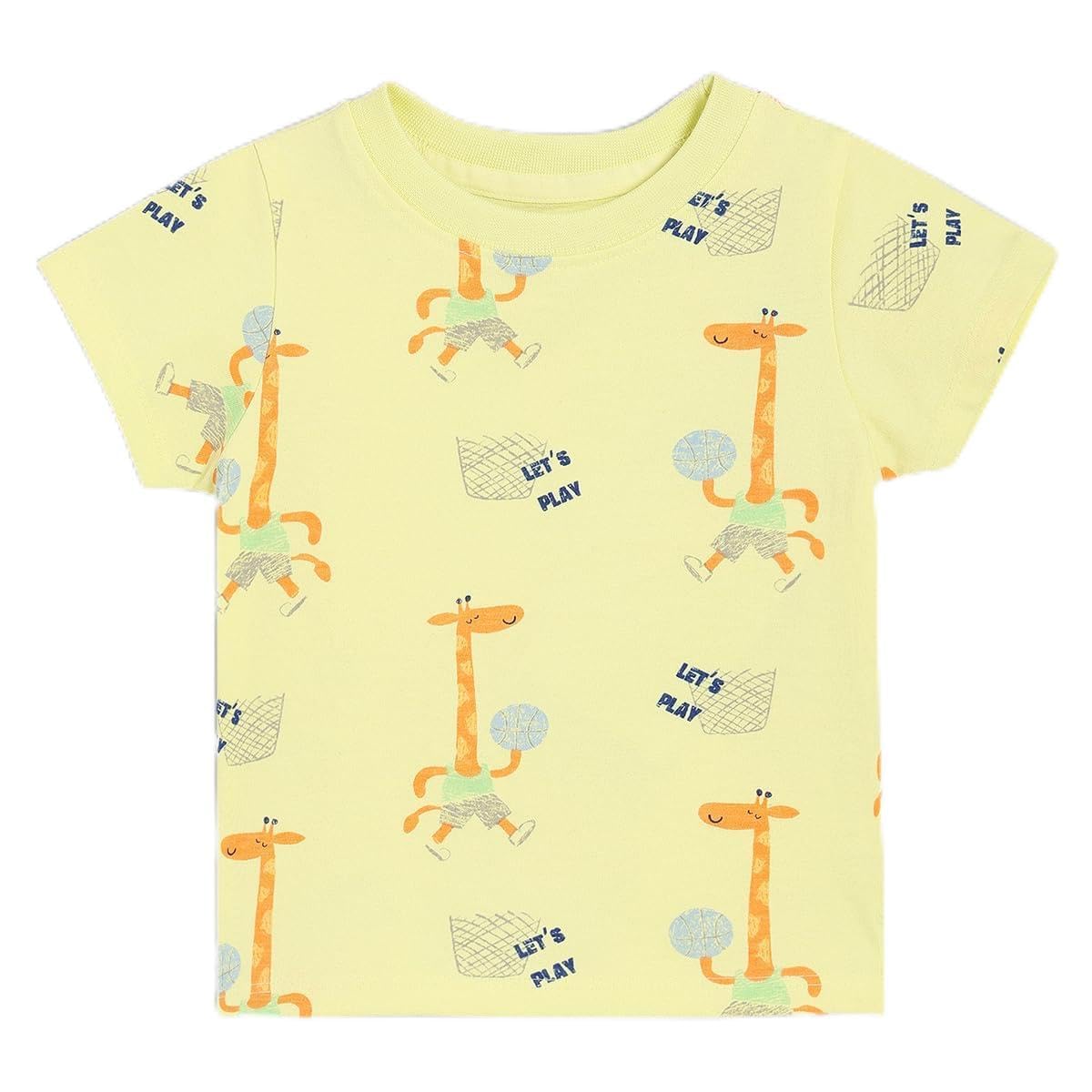 Miniklub Cotton Half Sleeves Text Printed Tee,Pack Of 1,Yellow (912M)