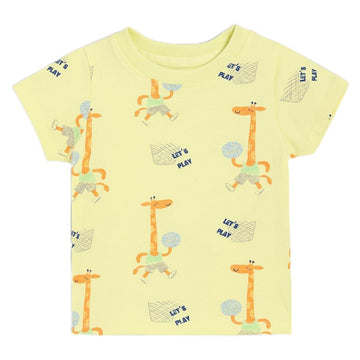 Miniklub Cotton Half Sleeves Text Printed Tee,Pack Of 1,Yellow (912M)