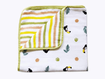 Masilo Bamboo Muslin Modern Newborn Baby Blanket, Pack of 1 Unisex  Toucan Yellow