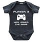 Player 3 Has Entered The Game Joined Newborn Baby Outfits Cute Funny Bodysuit (Charcoal Black, 03 Months)