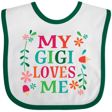 Inktastic My Gigi Loves Me Girls Apparel Baby Bib White And Green 2C78E