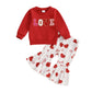 Iddolaka Toddler Baby Girls Valentines Day Outfits Long Sleeve Letter Sweatshirt Shirt Heart Flared Pants Spring Clothes (K-Love