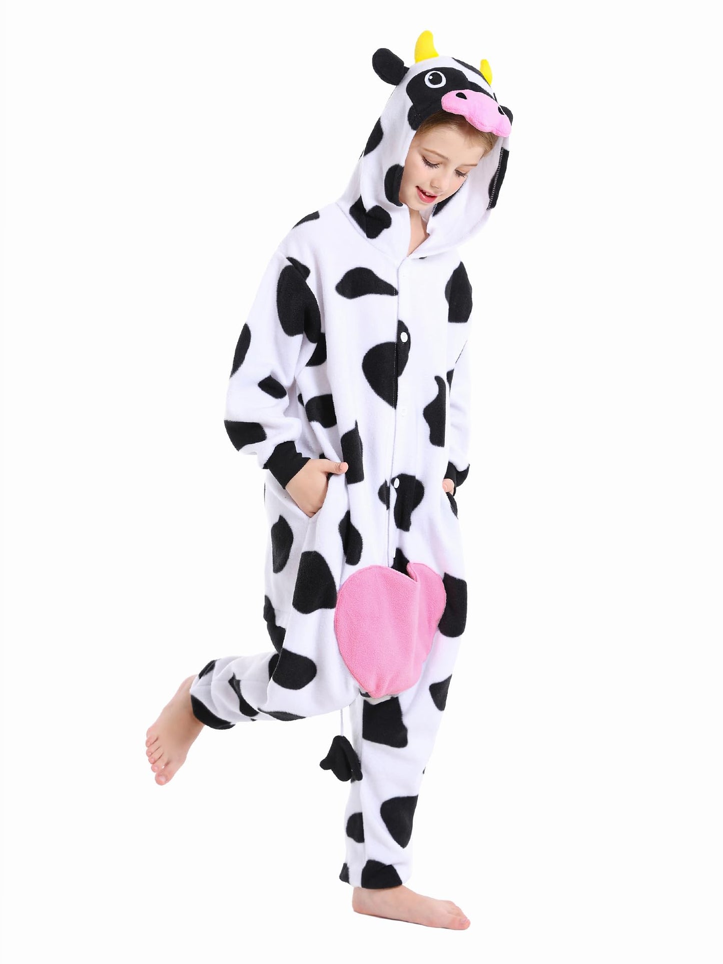 Canasour Cow Onesie Kids Halloween Cosplay Costume Girls One Piece Pjs Anime Unisex Hoodie Pajamas For 4T Boys Party Pyjamas (He