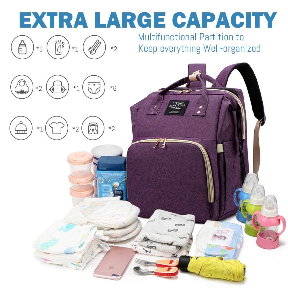 Salifa Diaper Bag Backpack, Nappy Baby Bags With Portable Changing Pad, 900D Waterproof Multi-Function Travel Portable Mommy Bag