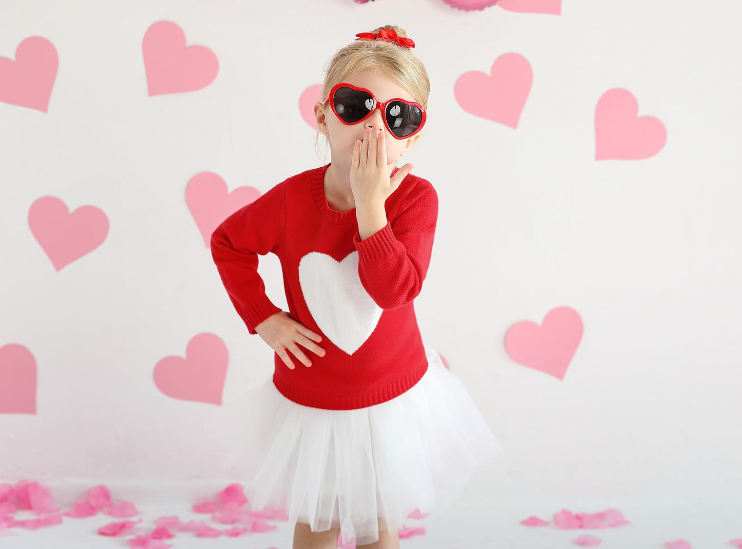 Valentine'S Day Unisex Toddler Warm Pullover Knitted Heart Sweater Cute Crew Neck Outfit Red 18 Months