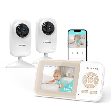 Ebemate Video Baby Monitor Camera With 2 Camera,2.8 ' Lcd Screen Video & Audio No Glow Night Vision,2-Way Talk Audio Cam Baby M