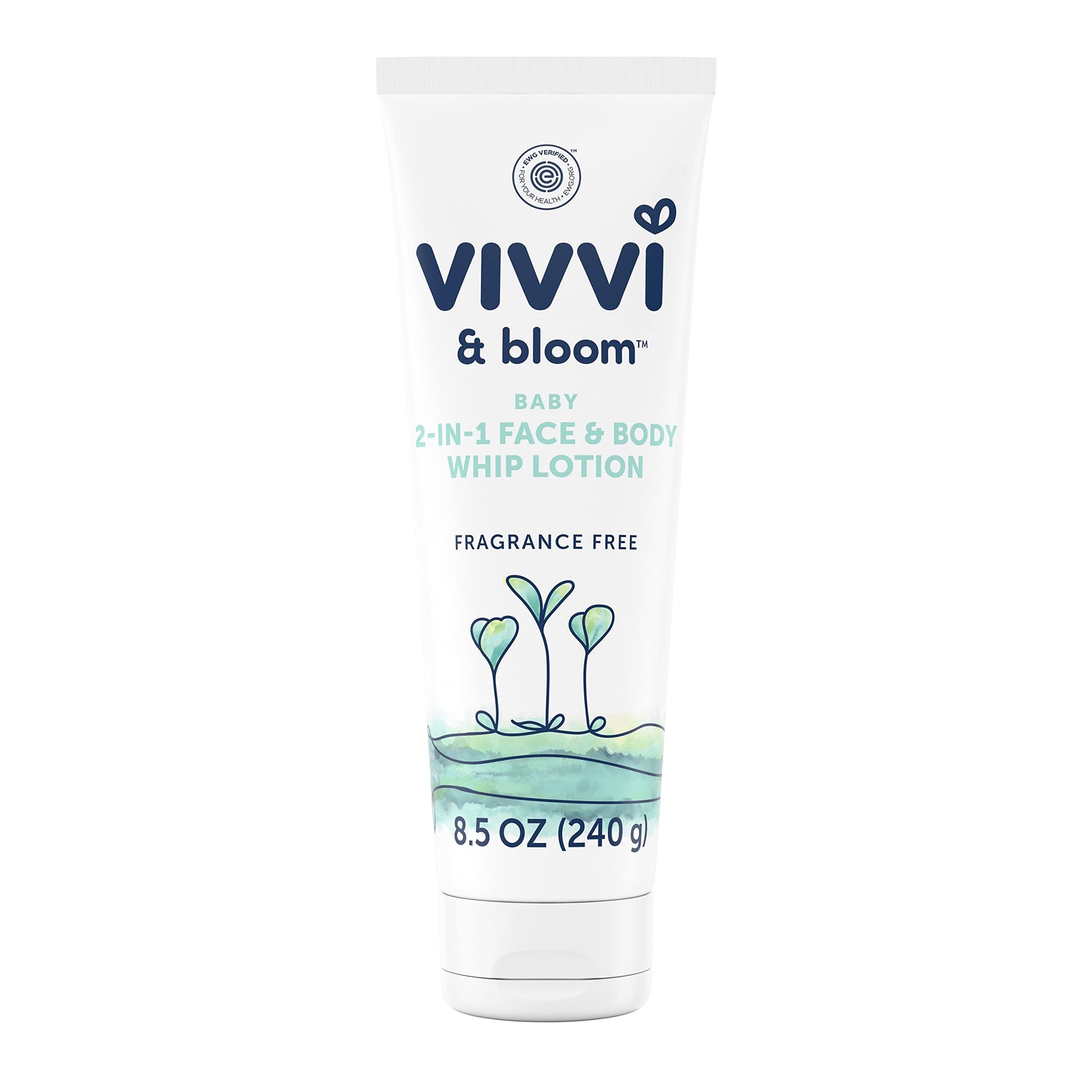 Vivvi & Bloom 2-In-1 Baby Lotion, Face And Body, For Delicate & Sensitive Baby Skin, Hypoallergenic Lotion, Fragrance Free, 8.5