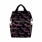 Artsadd Custom Name Diaper Bag For Mom, Personalized Pink Glitter Monogram Backpack With Stroller Straps Large Travel Shoulder B