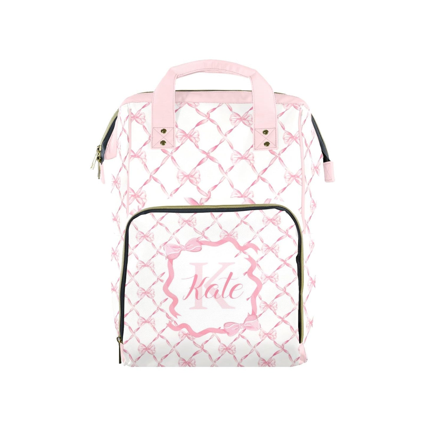 Noverbibi Custom Diaper Bag for Baby Girl Customized Pink Bow Baby Bag Personalized Nursing Bags with Name Custom Name Mommy Day