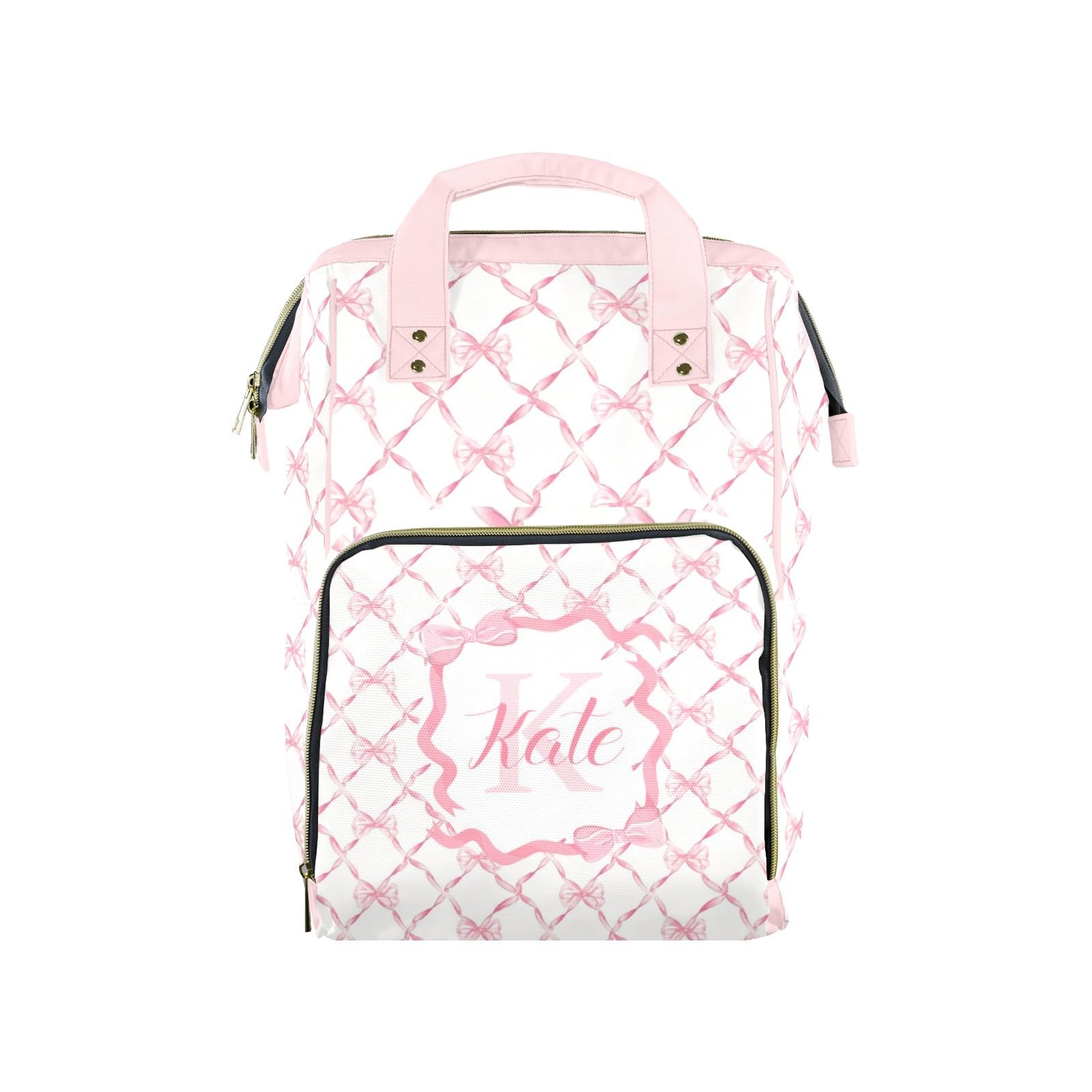 Noverbibi Custom Diaper Bag for Baby Girl Customized Pink Bow Baby Bag Personalized Nursing Bags with Name Custom Name Mommy Day
