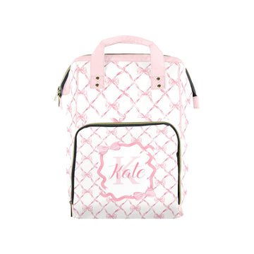 Noverbibi Custom Diaper Bag for Baby Girl Customized Pink Bow Baby Bag Personalized Nursing Bags with Name Custom Name Mommy Day