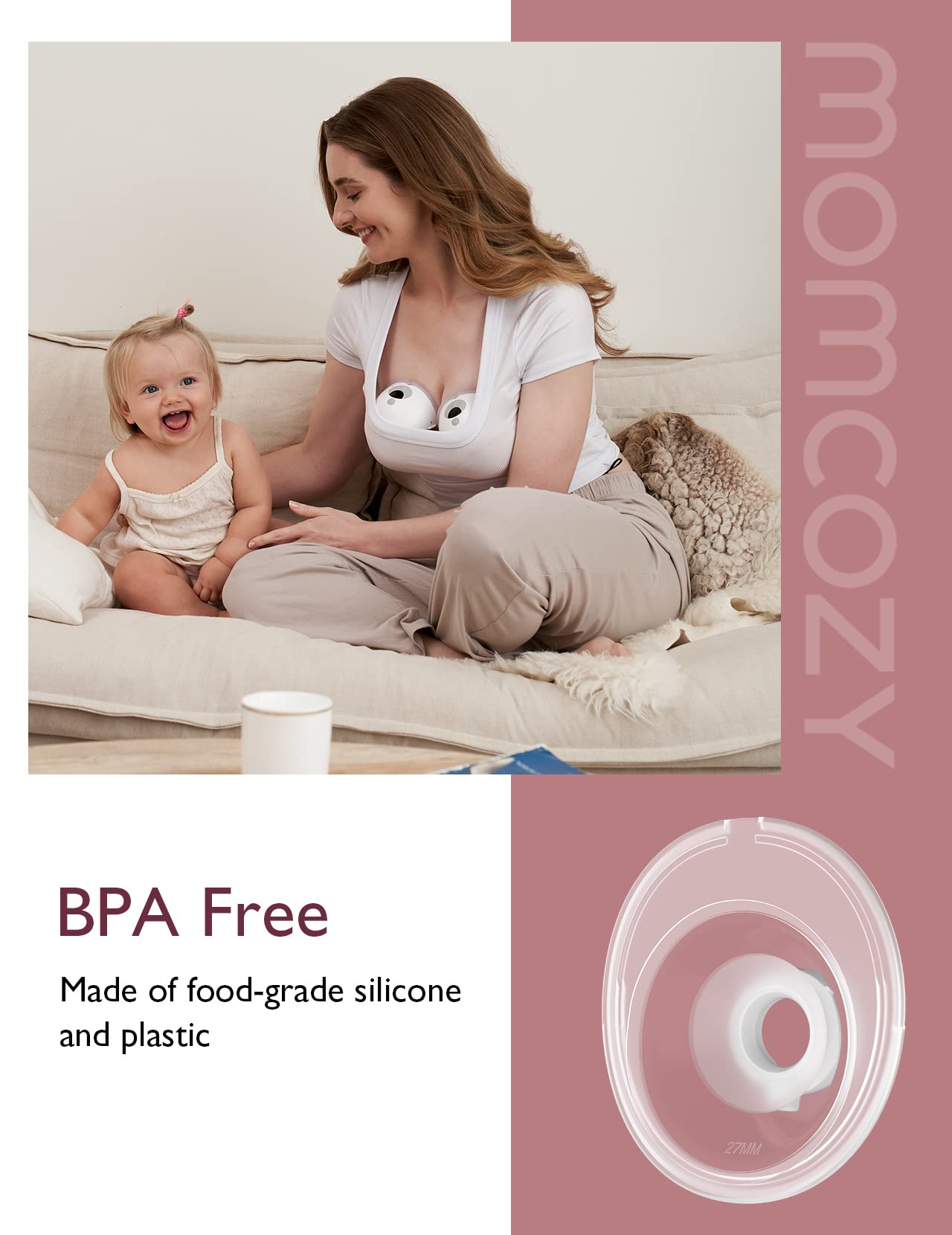 Momcozy Double-Sealed Flange 27Mm Compatible With Momcozy M5 Breast Pump. Original M5 Breast Pump Replacement Accessories, 1Pc (