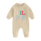Visgogo Infant Baby Girls Big Lil Sis Matching Set Sweatshirt Romper Letter Embroidery Sweater Toddler Clothes (B-Apricot Lil Si