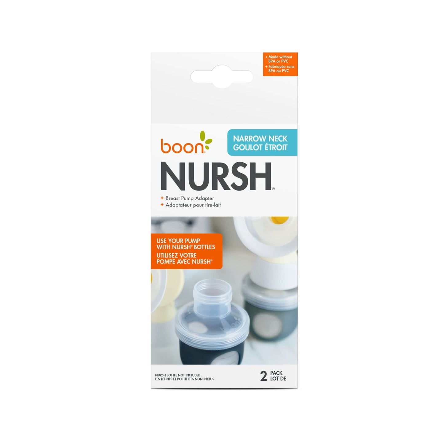 Boon Nursh Medium Neck Breast Pump Adaptor - Works With Medela Breast Pumps - Compatible Nursh Bottles - Breastfeeding And Bottl