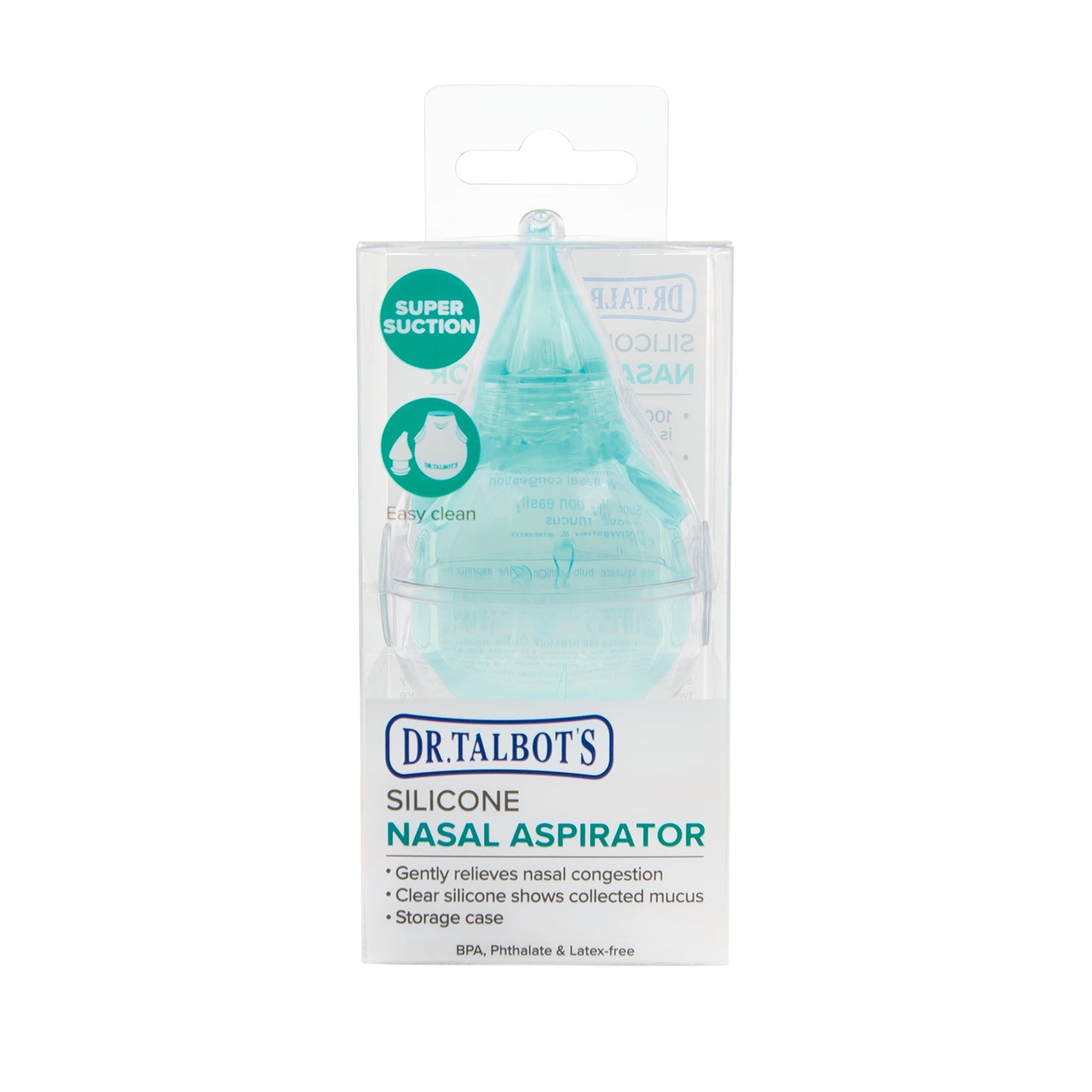 Dr. Talbot'S Nasal Aspirator For Babies - Silicone - With Storage Case - Blue Elephant