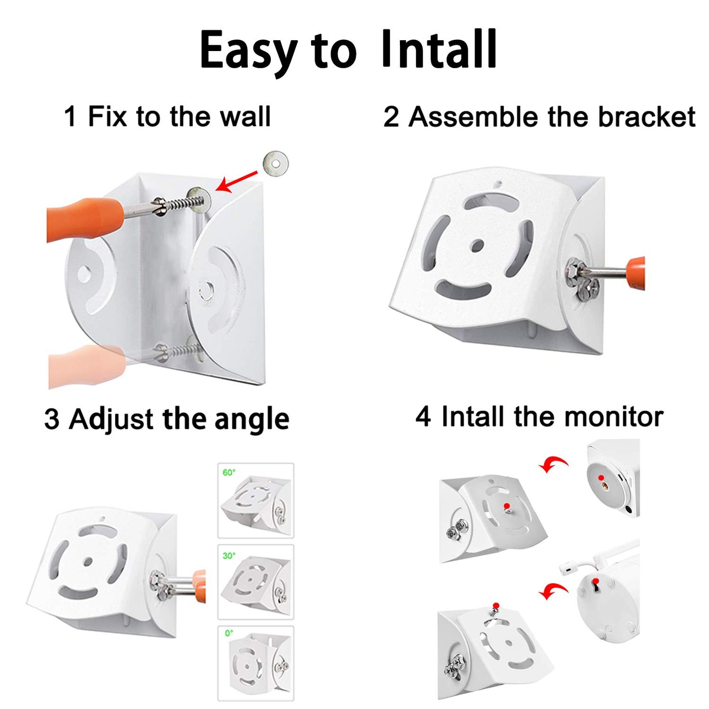Universal Adjustable Angle Wall Mount Shelf For Baby Monitor Camera, Angle Mounting Brackets, Fits Arlo, Motorola, Infant Optics