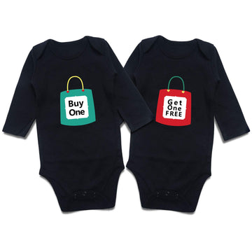 Defahn Funny Twins Baby Bodysuits Clothes Boys Girls Matching Outfits For Newborn Infant (Buy One Black Long Sleeve, 3-6 Months)