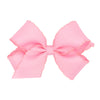 Wee Ones Girls Classic Grosgrain Moonstitch Edge Hair Bow, No-Slip Hair Clip, Handmade, Pearl, Medium