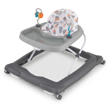 BABY JOY Baby Walker, Foldable Activity Walker with Adjustable Height, Large Tray & Removable Toys, Baby Walker with Wheels for 