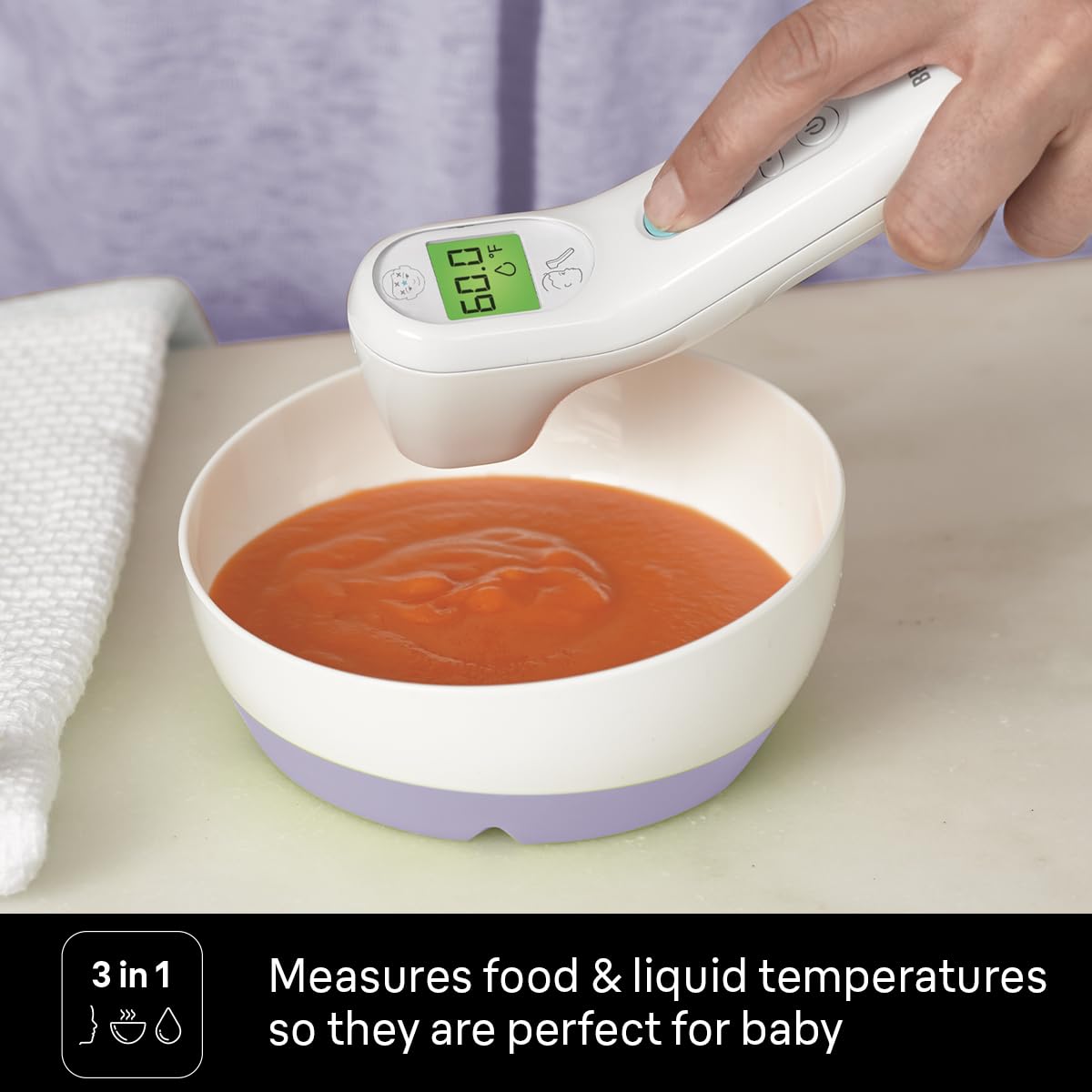 Braun No Touch 3-In-1 Thermometer, Measures Forehead, Liquid And Food Temps, Professional Accuracy And Color Coded Fever Guidanc