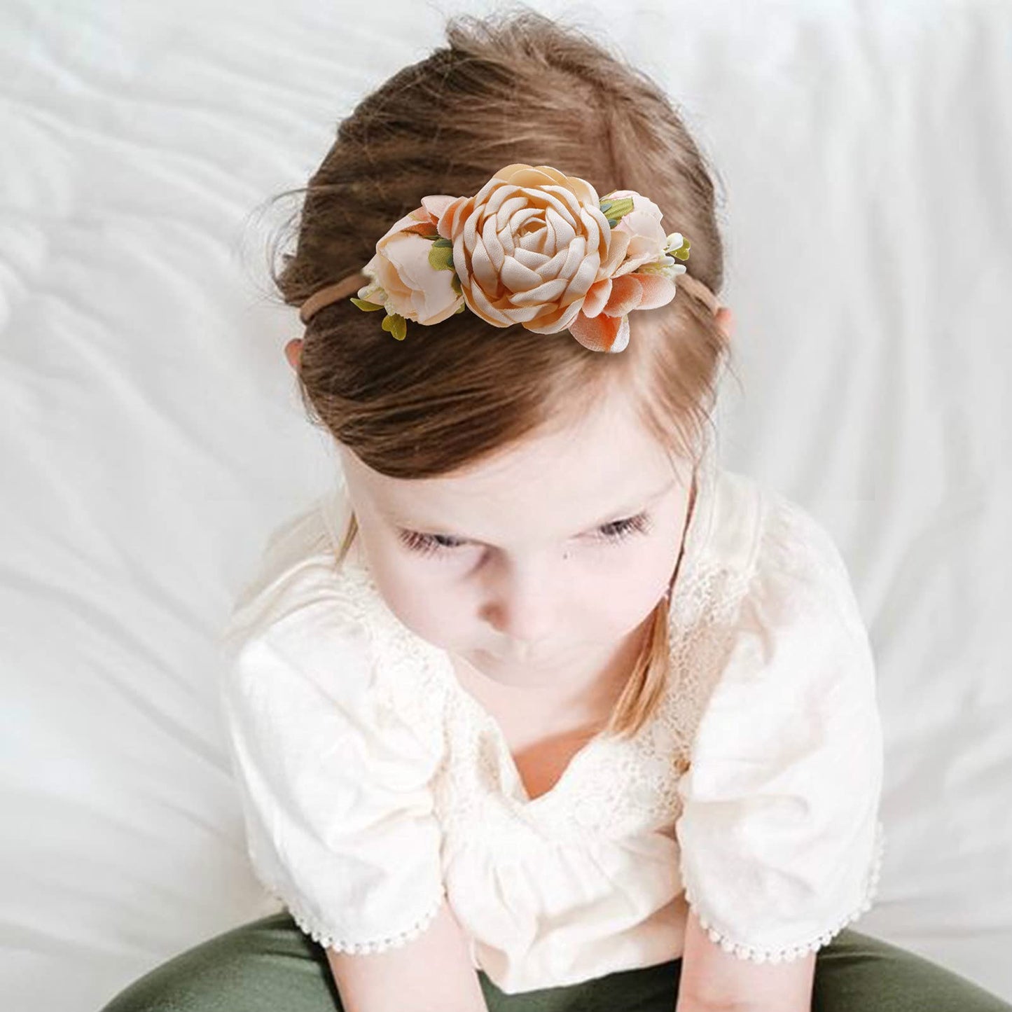 BFNAAgirl Baby Girl Headbands Nylon Flower Elastic Hairbands 3pcs Hair Accessories Gift for Newborn Infant Toddlers (YM1)