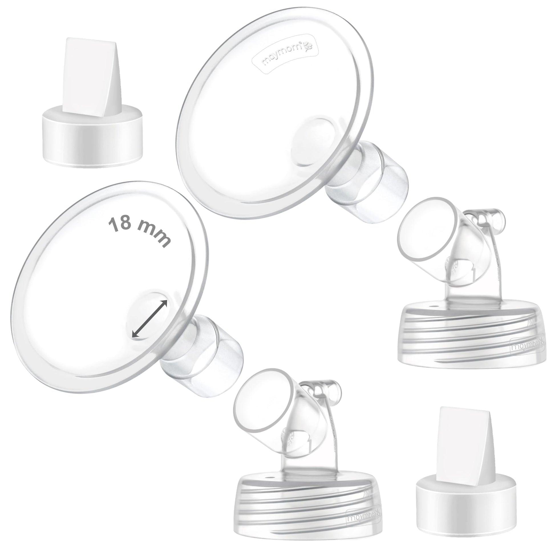 2X 18 Mm Maymom Two-Piece Wide Neck Pump Parts Compatible With Spectra S1,Spectra S2 Pumps And 2 Valves; Incl Wide Mouth Flanges