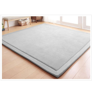 Loartee Nursery Rug Coral Velvet Crawling Rugs Mat Area Rugs Play Crawling Mat(6'8'X7'9', Gray) For Toddler Children Play Mat